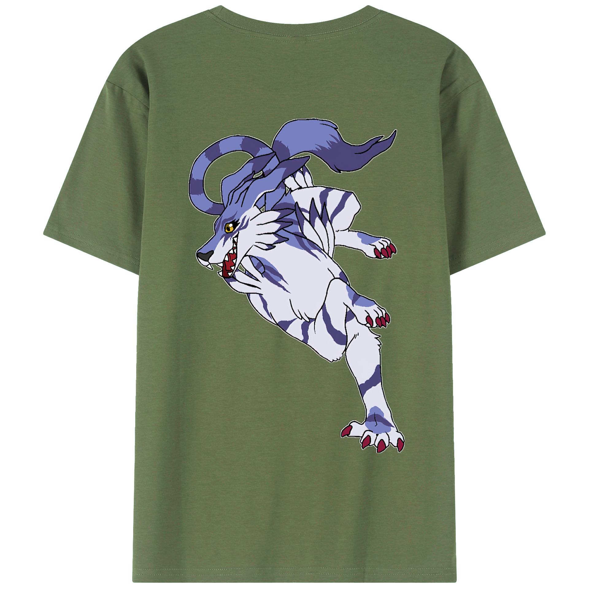 （画像用） Digimon デジタルモンスター/デジモン 綿100％ メンズ半袖Tシャツ（バックプリント） 通気性